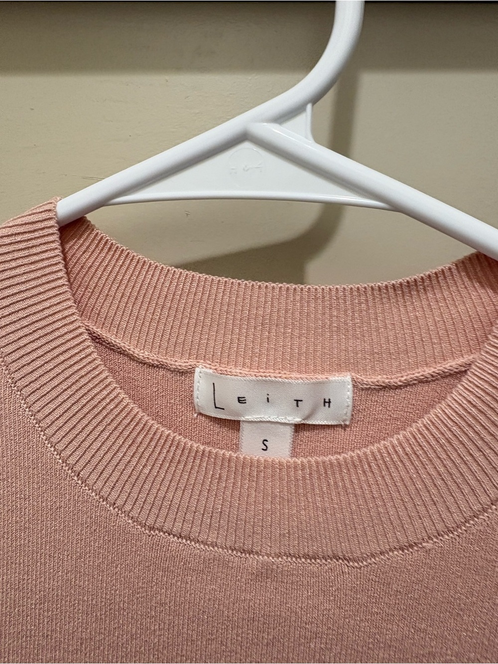 Leith Blush Pink Ribbed Midi Sheath Dress - Picture 4 of 4